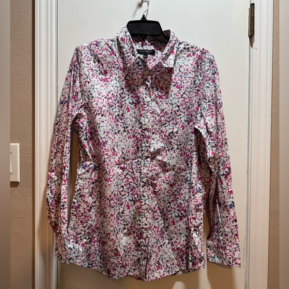 NWT Banana Republic Long Sleeve Dillon Floral Shirt Top In Size L